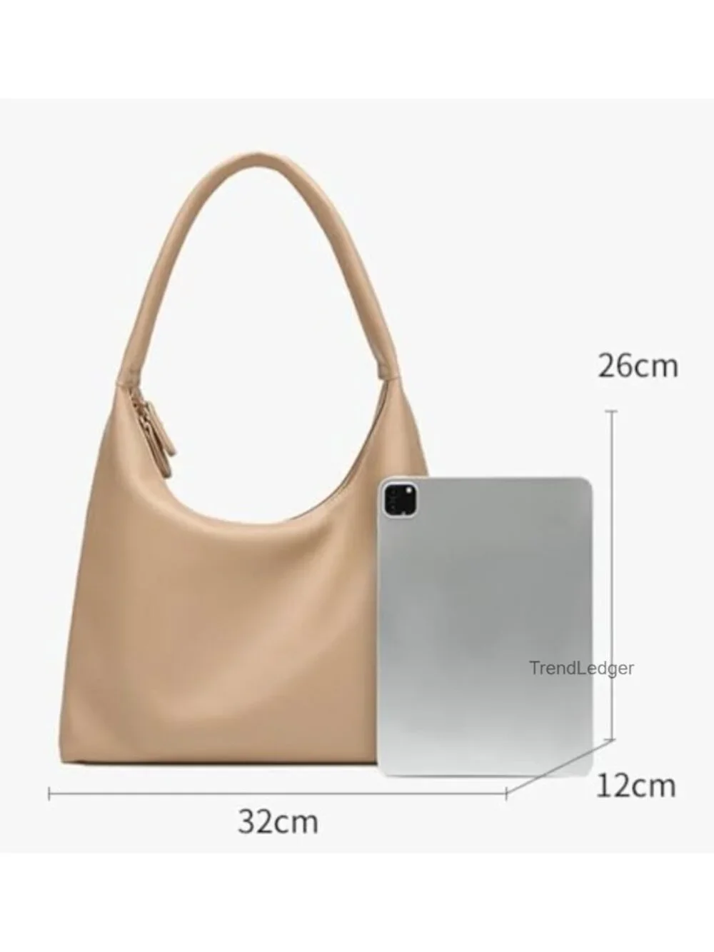 PU Leather Crescent Shoulder Bag Slouchy Hobo Tote Crossbody Purse